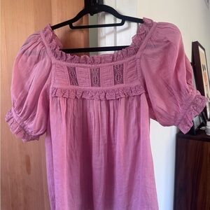 Doen Pink Lace Detail Blouse